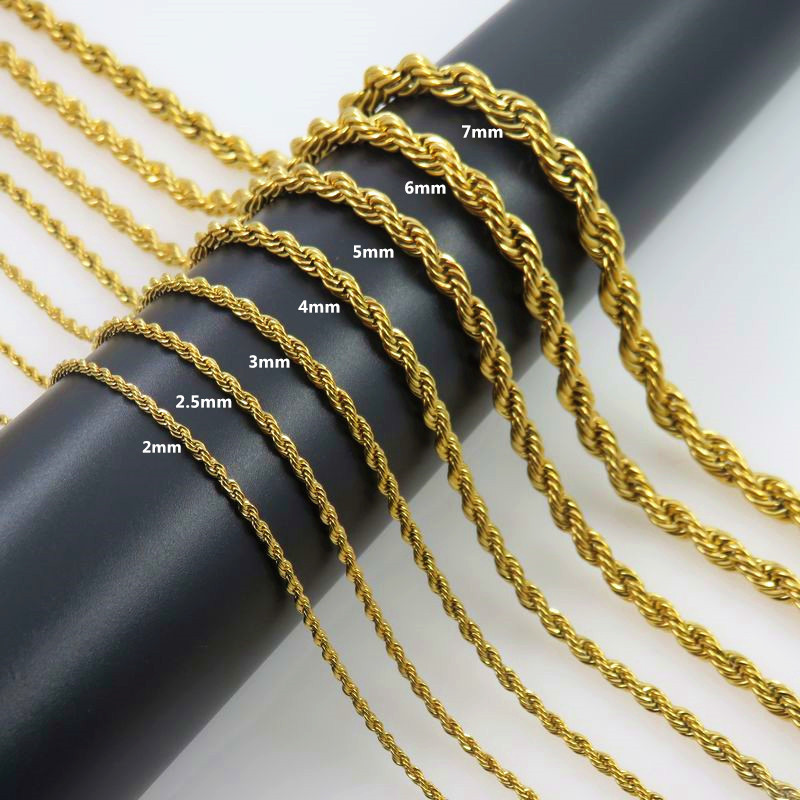 Men Accessories Neck Chain - Stainless Steel Twist Rope Long Chain