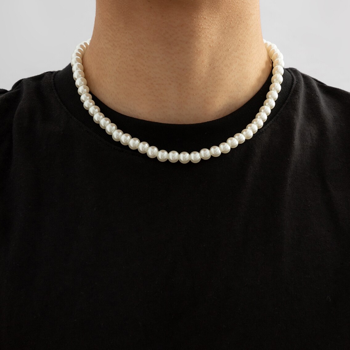 Simple Imitation-Pearl Beaded  - Men Accessories Neck Chain 评论和价格