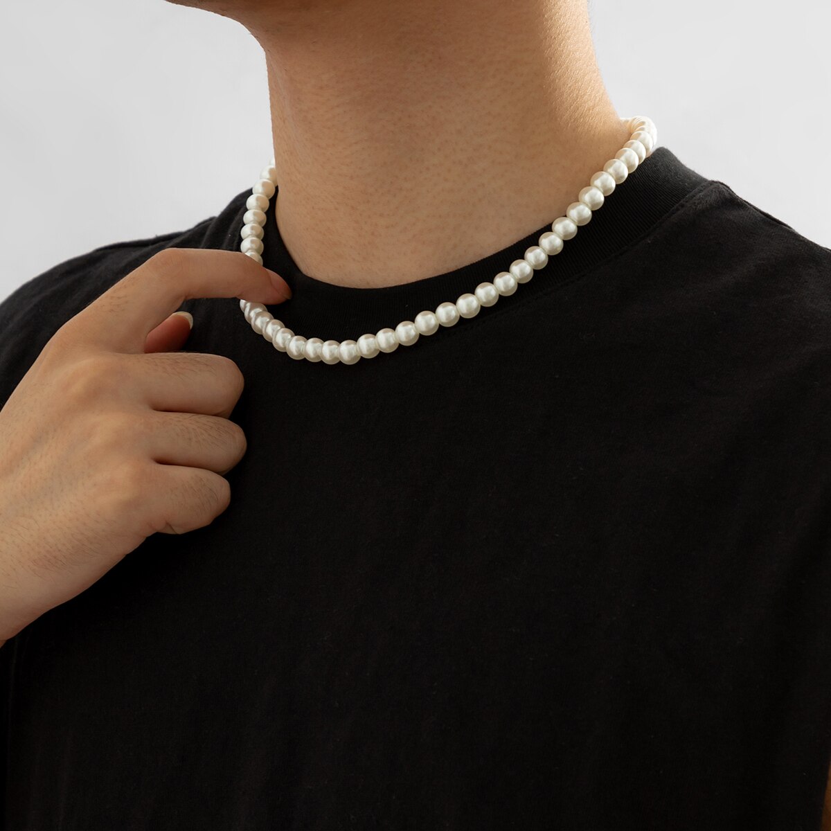 Simple Imitation-Pearl Beaded  - Men Accessories Neck Chain 评论和价格