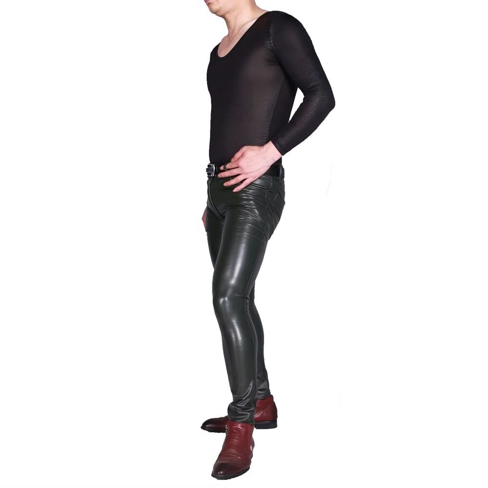 Mens Punk PU Faux Leather Trou - Men'S Accessories For Jeans 评论和价格