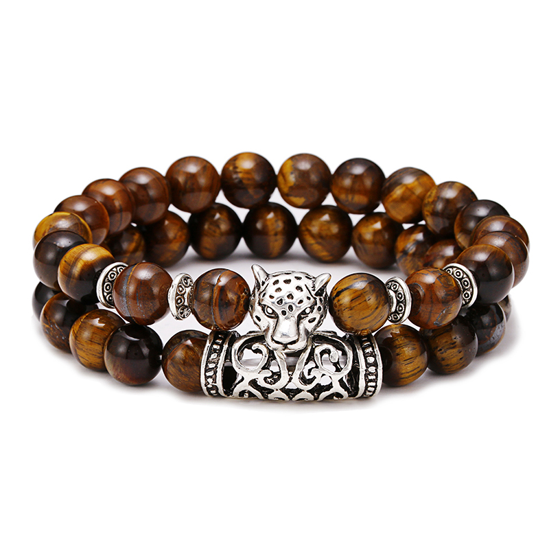 Premium 2Pcs/Set Leopard Beade - Men'S Accessories Premium 评论和价格