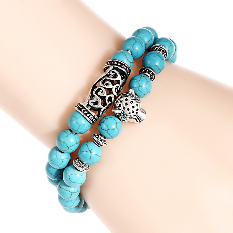 Premium 2Pcs/Set Leopard Beade - Men'S Accessories Premium 评论和价格