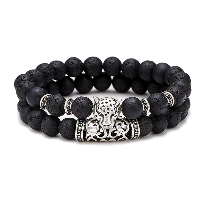 Premium 2Pcs/Set Leopard Beade - Men'S Accessories Premium 评论和价格