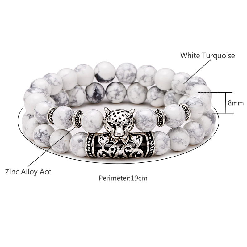 Premium 2Pcs/Set Leopard Beade - Men'S Accessories Premium 评论和价格