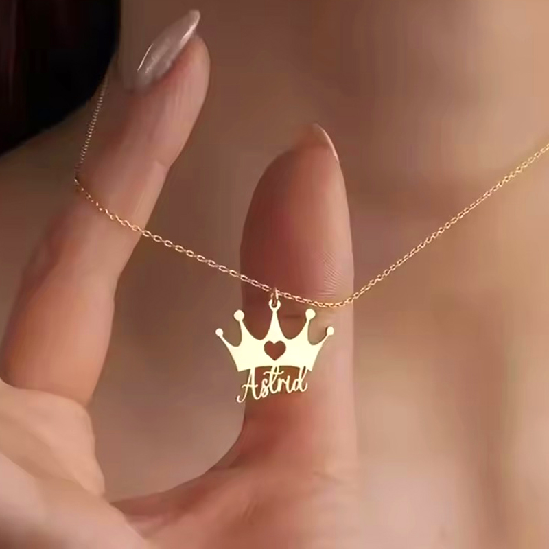 Custom Heart Crown Name Neckla - Men Accessories Neck Chain 评论和价格