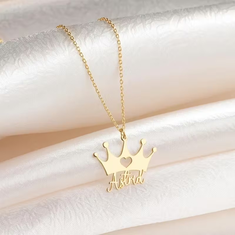 Custom Heart Crown Name Neckla - Men Accessories Neck Chain 评论和价格