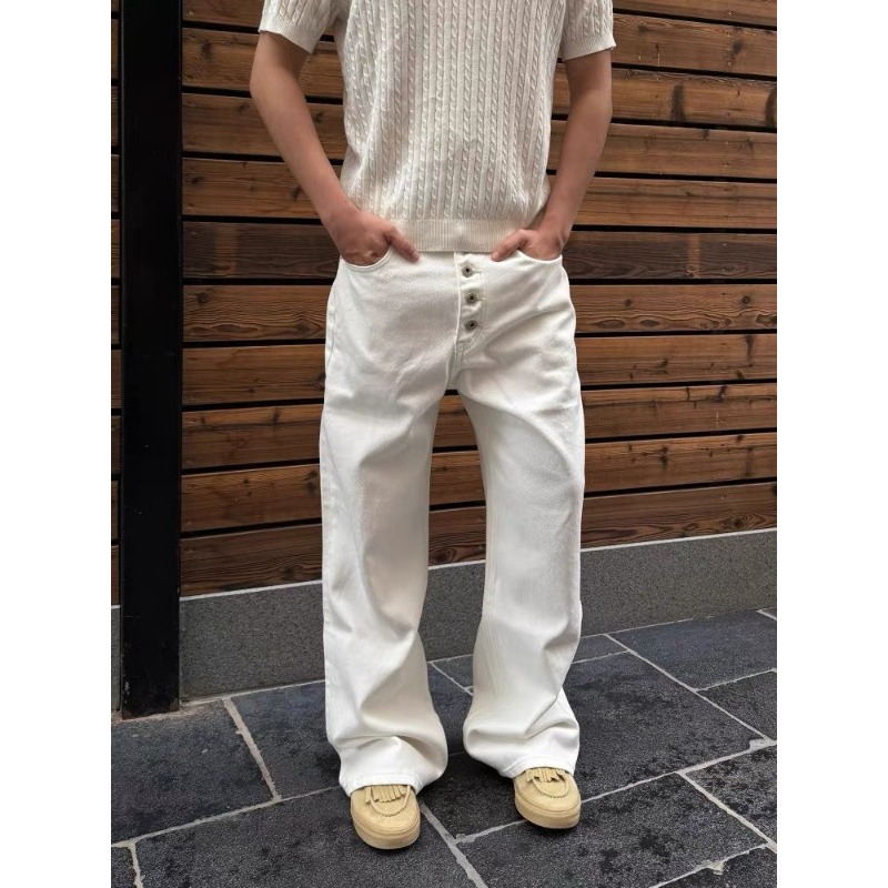 Men's White Wide Leg Jeans Hig - Men'S Accessories For Jeans 评论和价格