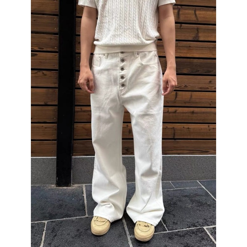 Men's White Wide Leg Jeans Hig - Men'S Accessories For Jeans 评论和价格