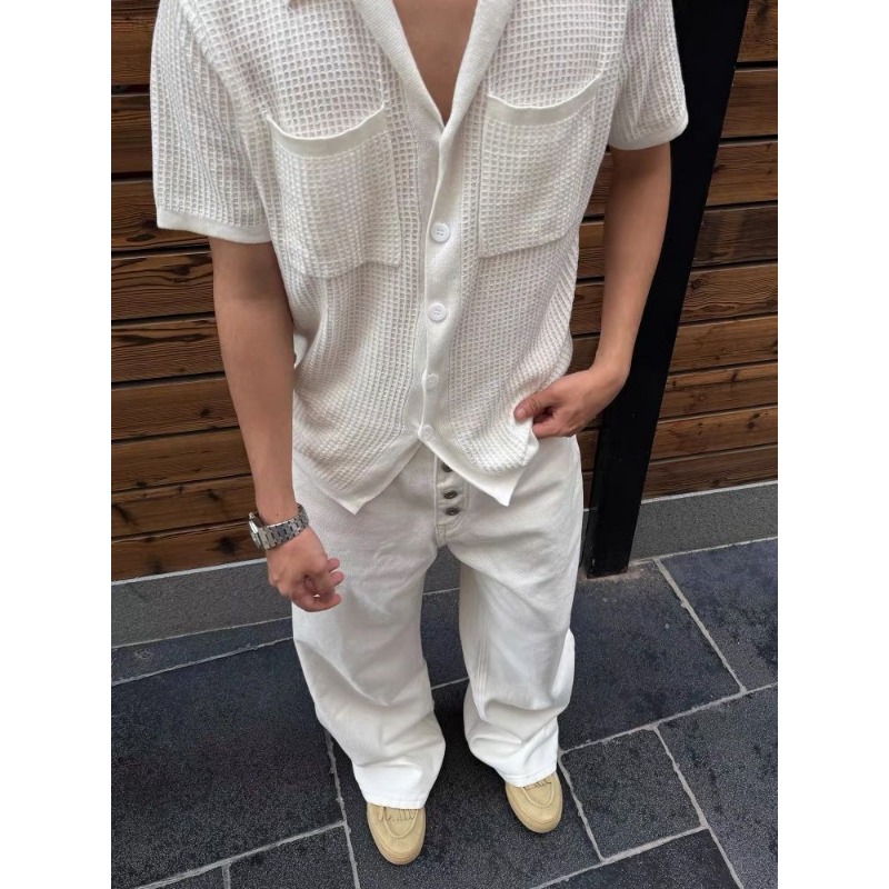 Men's White Wide Leg Jeans Hig - Men'S Accessories For Jeans 评论和价格