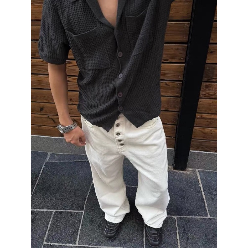 Men's White Wide Leg Jeans Hig - Men'S Accessories For Jeans 评论和价格
