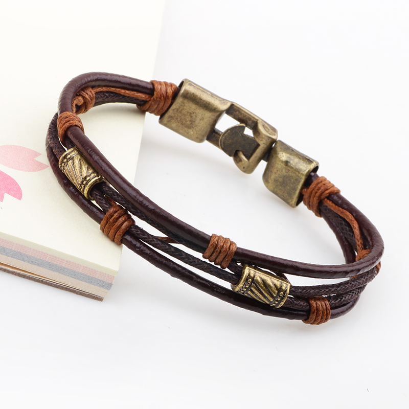 22cm Three Layers Leather Brac - Men'S Accessories Hand Bands 评论和价格
